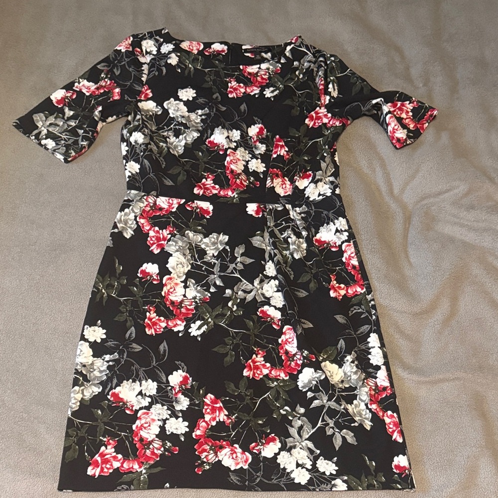 Banana Republic Black Floral Midi Dress